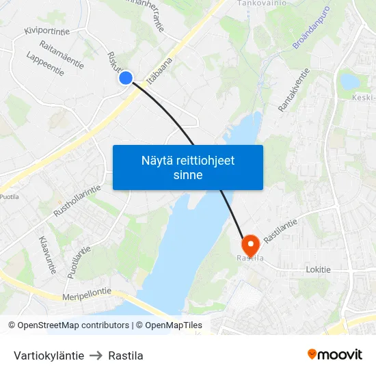 Vartiokyläntie to Rastila map