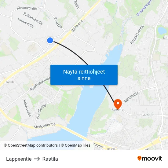 Lappeentie to Rastila map
