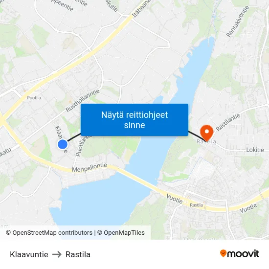 Klaavuntie to Rastila map