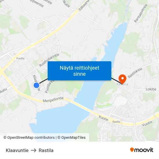 Klaavuntie to Rastila map