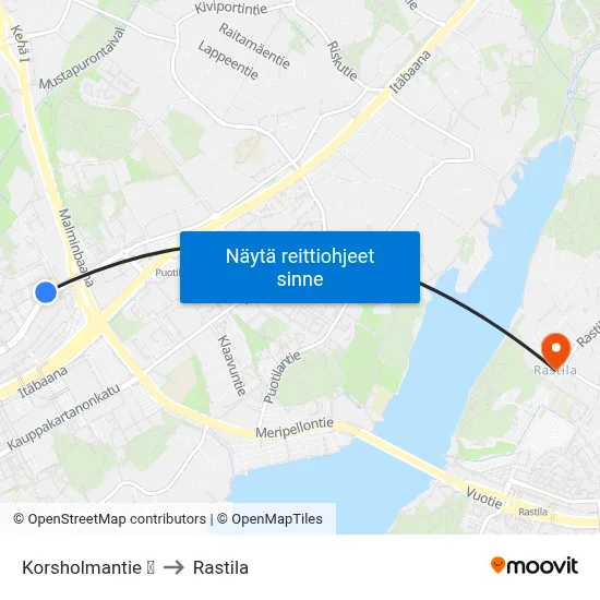 Korsholmantie 🛍️ to Rastila map