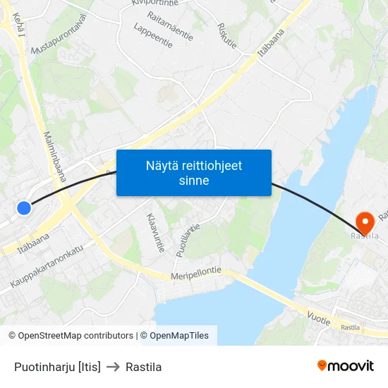 Puotinharju [Itis] to Rastila map