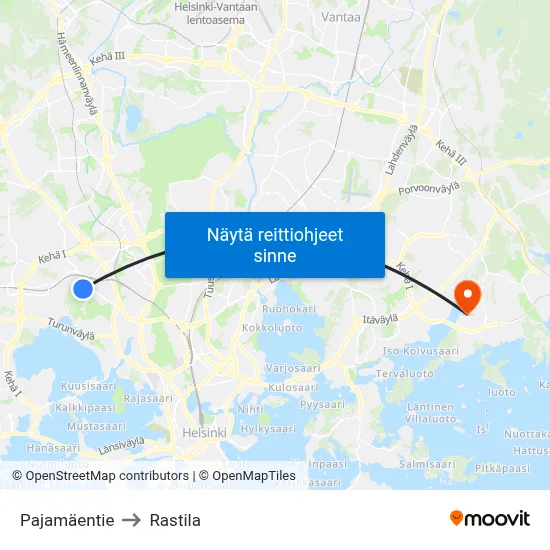 Pajamäentie to Rastila map