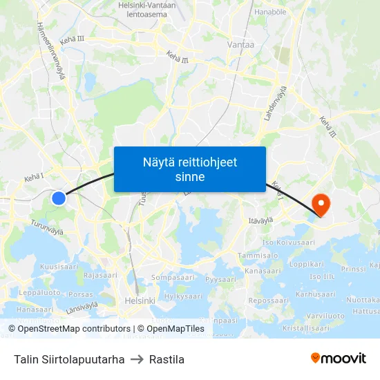 Talin Siirtolapuutarha to Rastila map