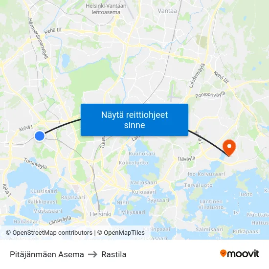 Pitäjänmäen Asema to Rastila map