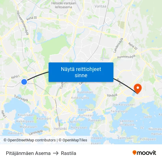 Pitäjänmäen Asema to Rastila map