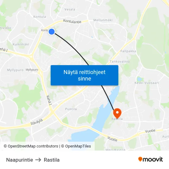 Naapurintie to Rastila map