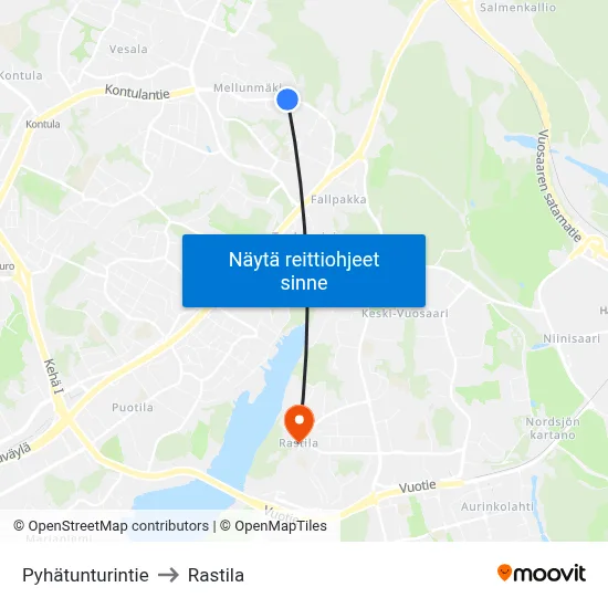 Pyhätunturintie to Rastila map
