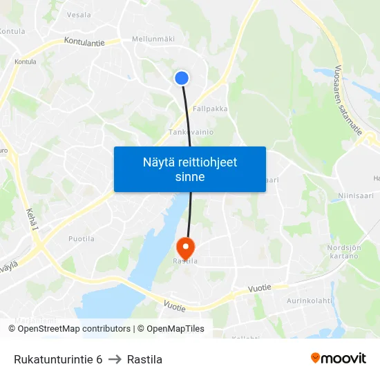 Rukatunturintie 6 to Rastila map