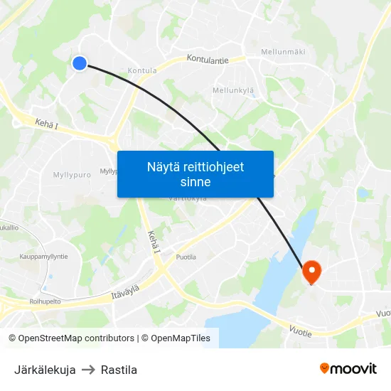 Järkälekuja to Rastila map