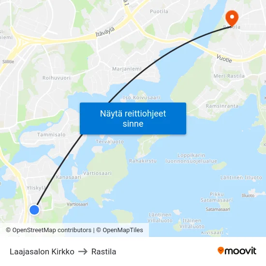 Laajasalon Kirkko to Rastila map