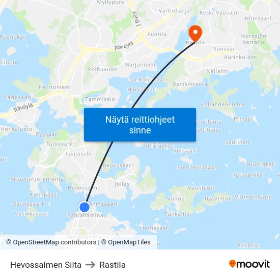 Hevossalmen Silta to Rastila map