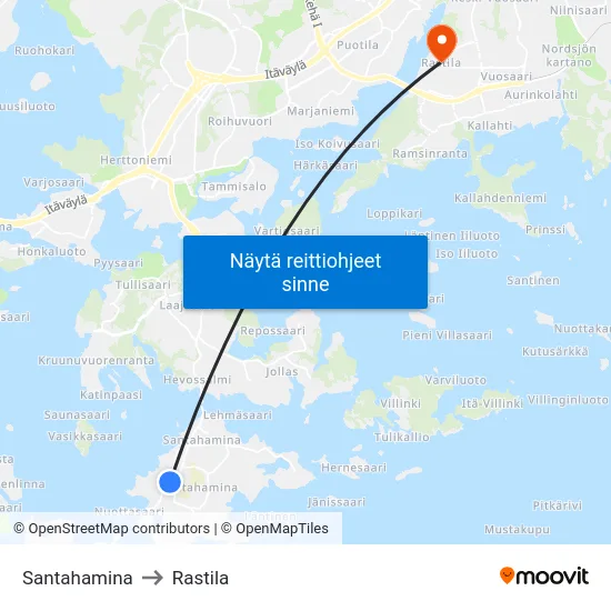 Santahamina to Rastila map