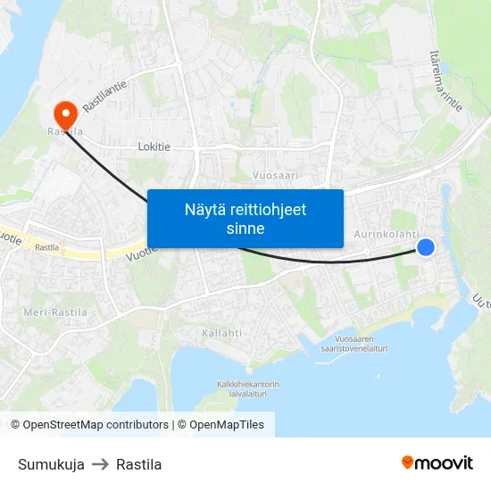 Sumukuja to Rastila map