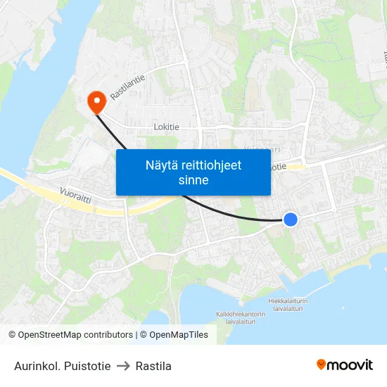 Aurinkol. Puistotie to Rastila map