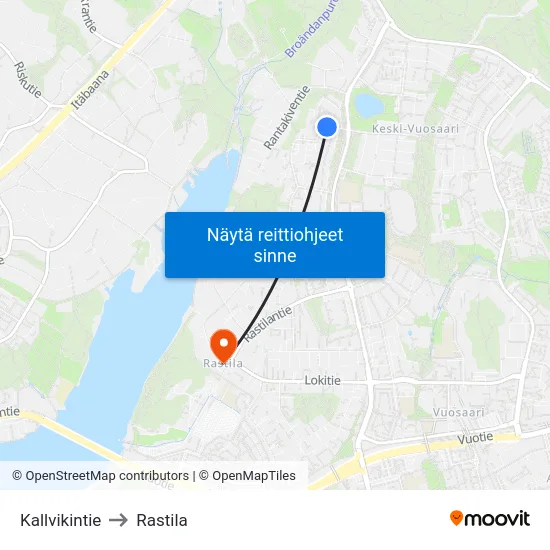 Kallvikintie to Rastila map
