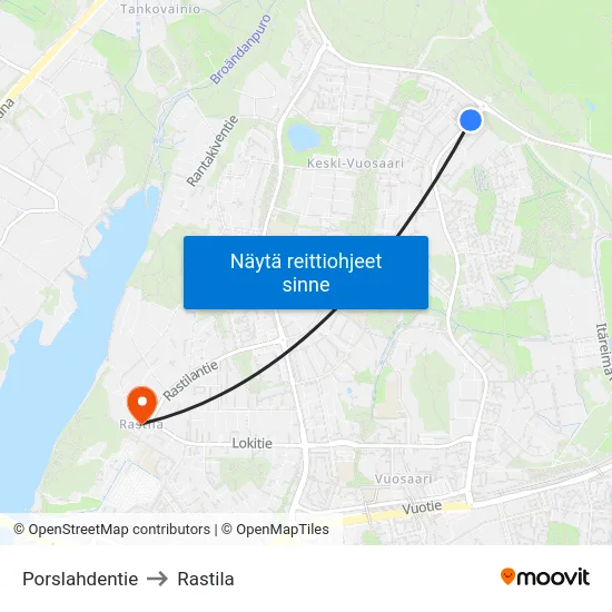 Porslahdentie to Rastila map