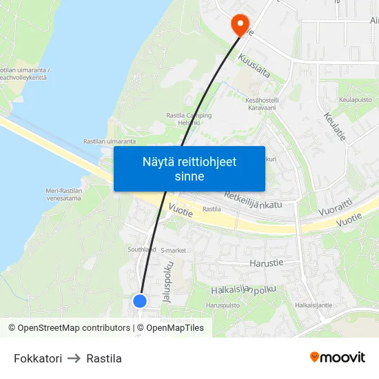Fokkatori to Rastila map