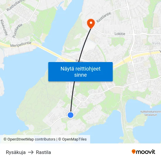 Rysäkuja to Rastila map