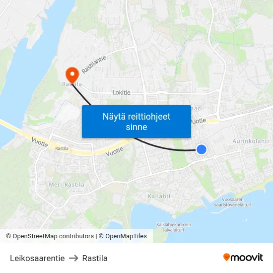 Leikosaarentie to Rastila map