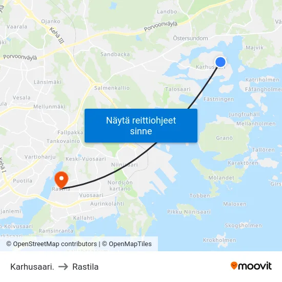 Karhusaari. to Rastila map