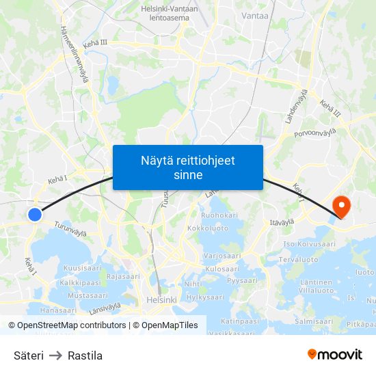 Säteri to Rastila map