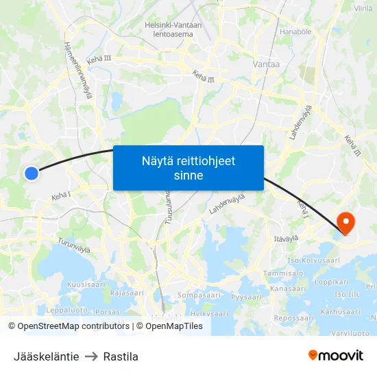 Jääskeläntie to Rastila map