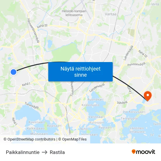 Paikkalinnuntie to Rastila map