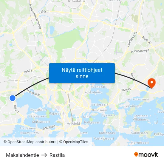 Makslahdentie to Rastila map