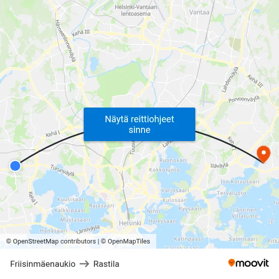 Friisinmäenaukio to Rastila map