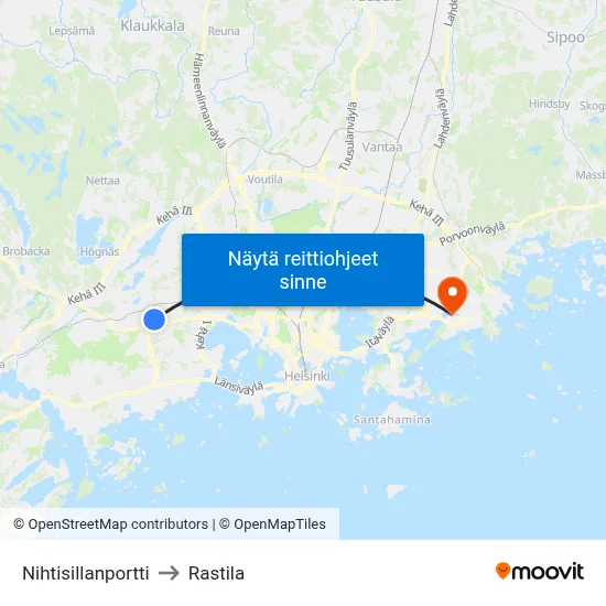 Nihtisillanportti to Rastila map