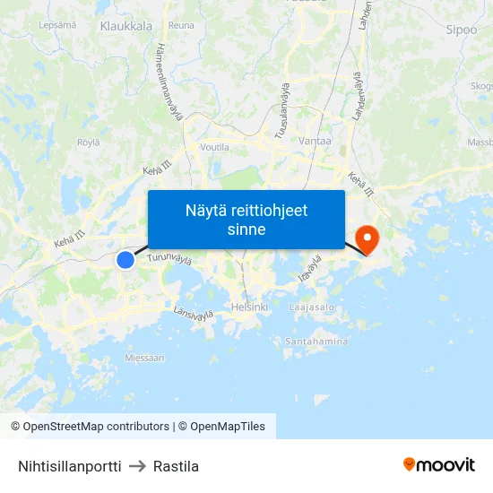 Nihtisillanportti to Rastila map