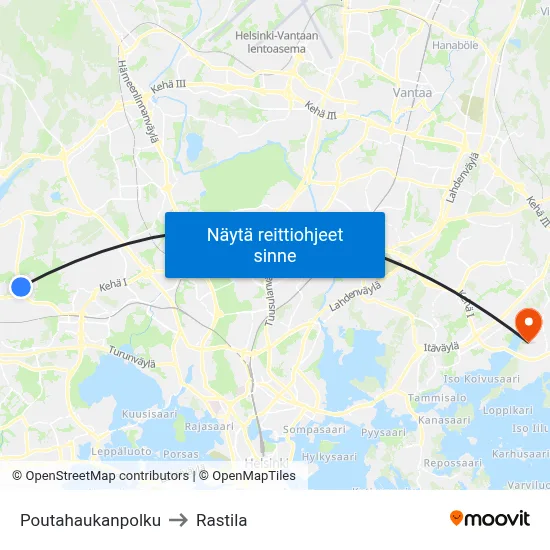 Poutahaukanpolku to Rastila map
