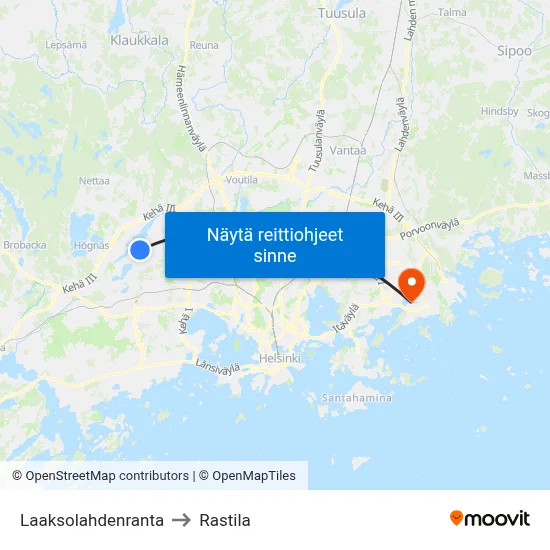 Laaksolahdenranta to Rastila map