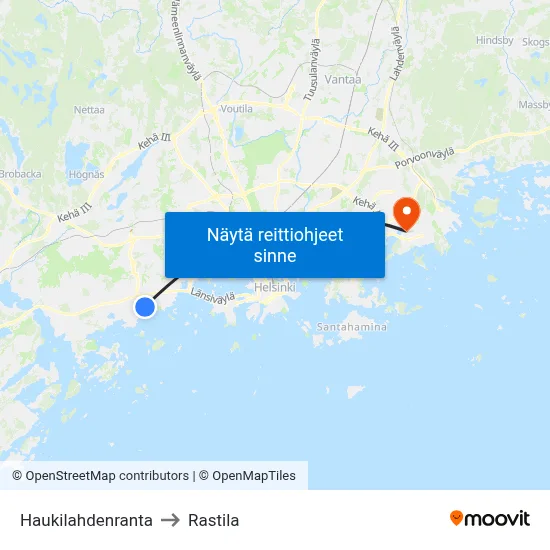 Haukilahdenranta to Rastila map