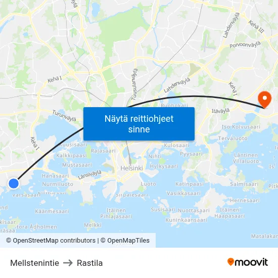 Mellstenintie to Rastila map