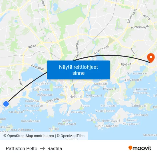 Pattisten Pelto to Rastila map