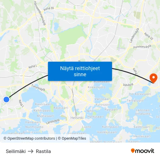 Seilimäki to Rastila map