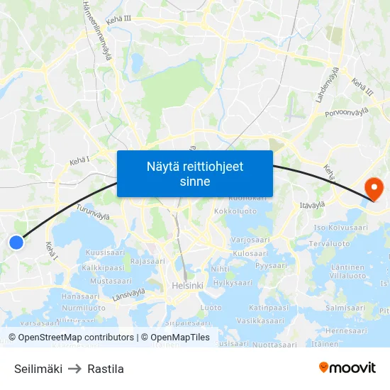 Seilimäki to Rastila map