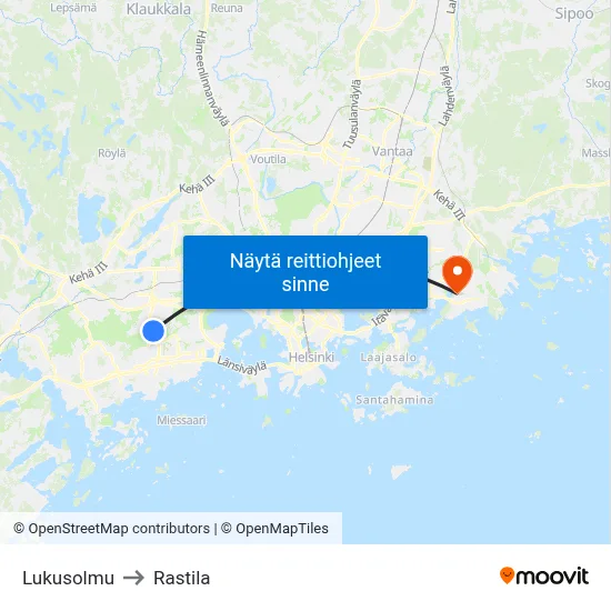 Lukusolmu to Rastila map