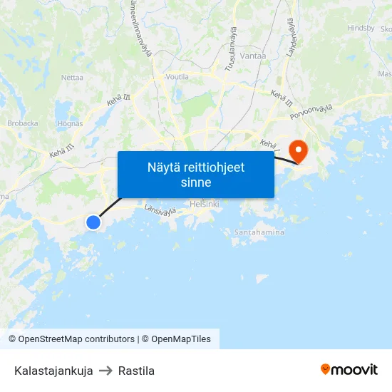 Kalastajankuja to Rastila map