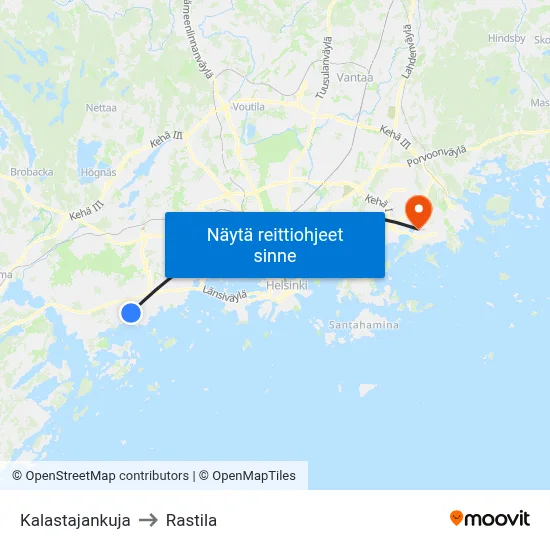 Kalastajankuja to Rastila map