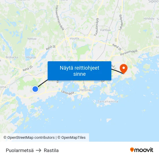 Puolarmetsä to Rastila map