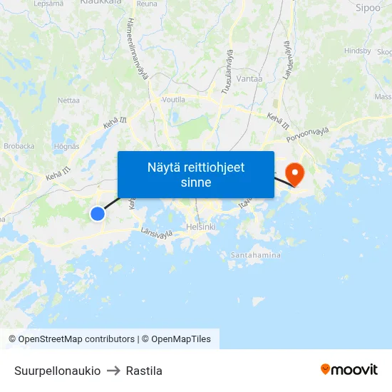 Suurpellonaukio to Rastila map
