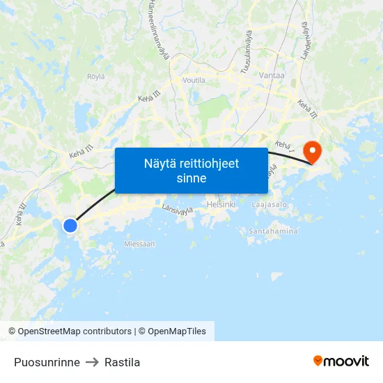 Puosunrinne to Rastila map