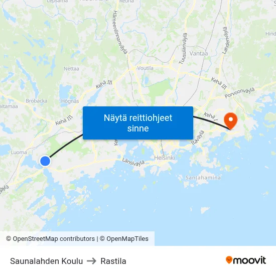 Saunalahden Koulu to Rastila map