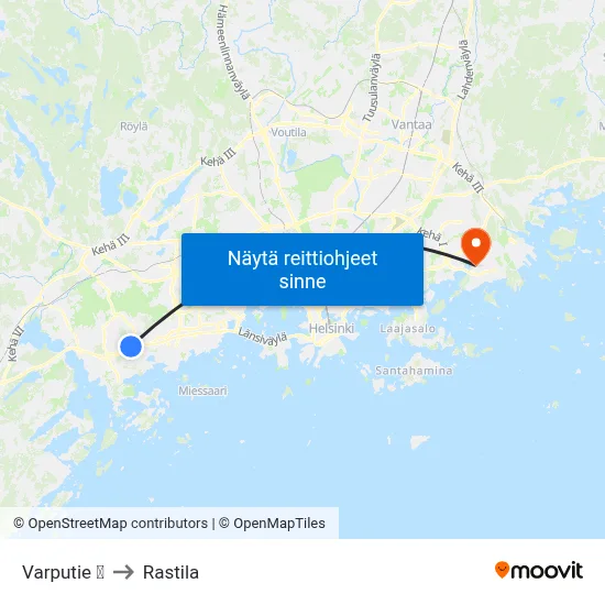 Varputie 🛍️ to Rastila map