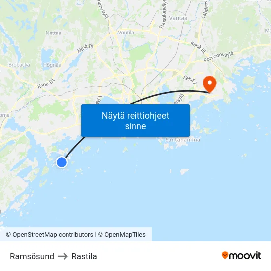 Ramsösund to Rastila map