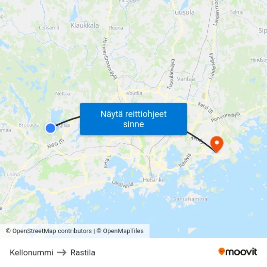 Kellonummi to Rastila map