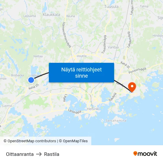 Oittaanranta to Rastila map